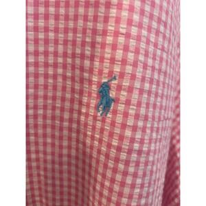 Ralph Lauren Mens XL Classic Fit Pink Gingham Seersucker Short Sleeve Shirt